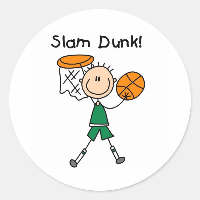 Pegatina Redonda Boys Basketball Slam Dunk (Anverso)