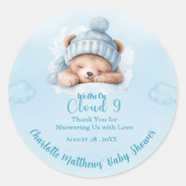 Pegatina Redonda Boys Bear Cloud Nueve 9 Baby Shower