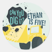 Boys Birthday Construction Truck Blue Yellow