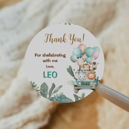 Pegatina Redonda Boys Cute Safari Birthday 