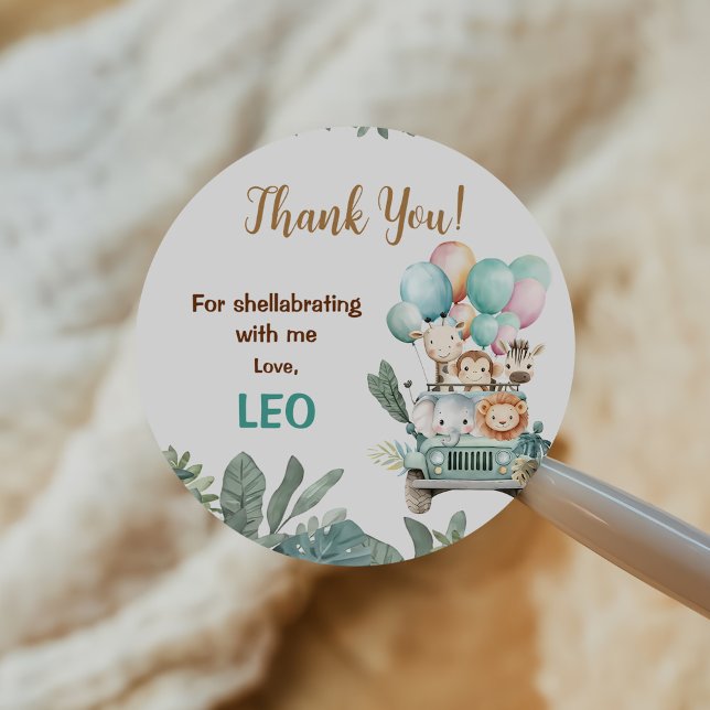 Pegatina Redonda Boys Cute Safari Birthday  (Subido por el creador)