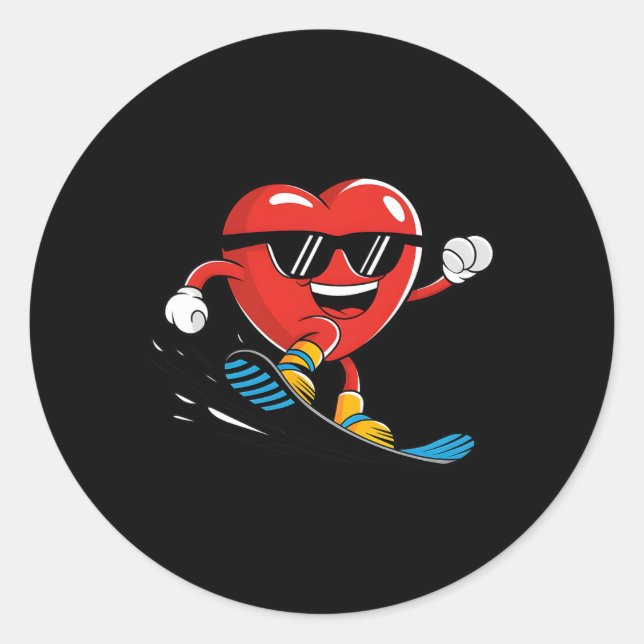 Pegatina Redonda Boys Día de San Valentín de Snowboard (Anverso)