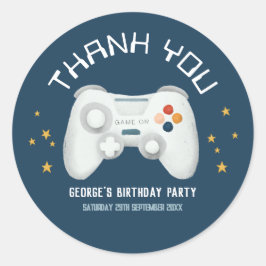 Pegatina Redonda Boys Guay Video Game Gracias Niños Cumpleaños