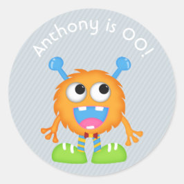 Pegatina Redonda Boys Little Monster Fiesta de cumpleaños