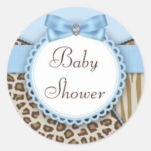 Pegatina Redonda Boys Safari Baby Shower