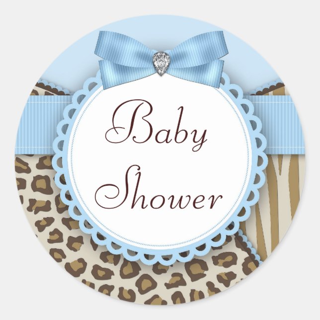 Pegatina Redonda Boys Safari Baby Shower (Anverso)