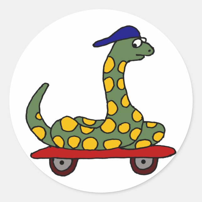 Pegatina Redonda BR- Boa Constrictor Skateboarding (Anverso)