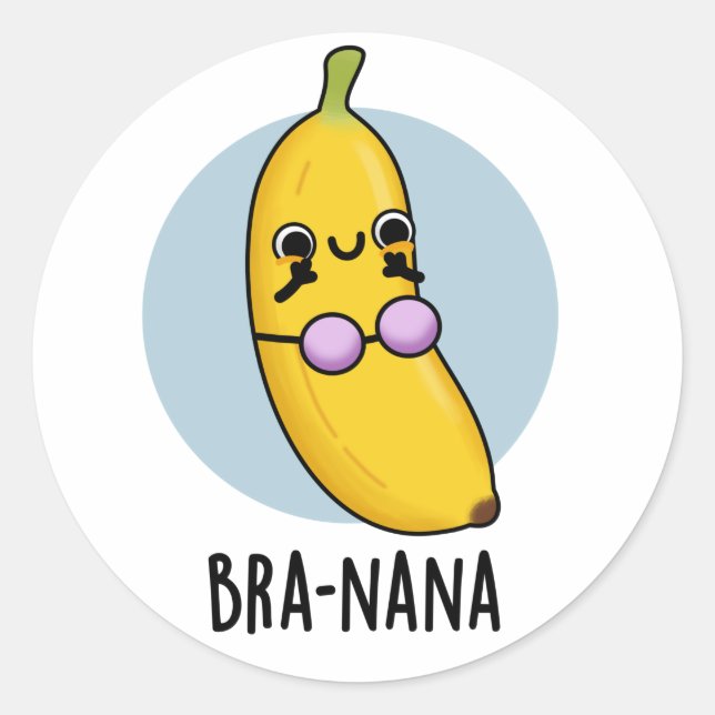 Pegatina Redonda Bra-nana Funny Banana Bra Pun (Anverso)