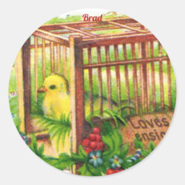 Pegatina Redonda BRAD ~ EASTER CHICK ~ Sweet Cute Vintage Art