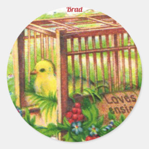 Pegatina Redonda BRAD ~ EASTER CHICK ~ Sweet Cute Vintage Art