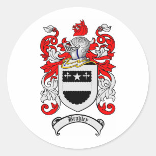 PEGATINA REDONDA BRADLEY FAMILIAR CREST - BRADLEY COAT OF ARMS