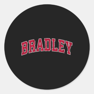 Pegatina Redonda Bradley Illinois Il Sports Red