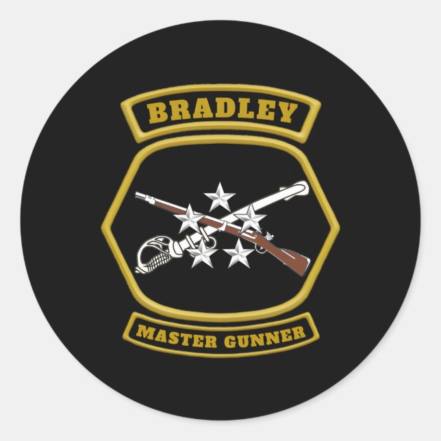 Pegatina Redonda Bradley Master Gunner Emblem (Anverso)