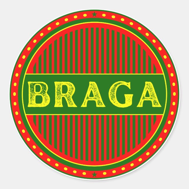 Pegatina Redonda Braga City Pride Emblem – Portuguese Identity (Anverso)