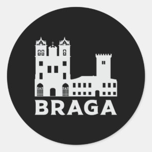 Pegatina Redonda Braga Portugal City Skyline Cityscape Gratis
