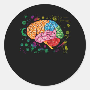 Pegatina Redonda Brain Science And Art Neuroscience Neurologist