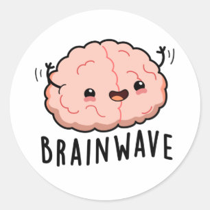 Pegatina Redonda Brain Wave Funny Anatomy Pun