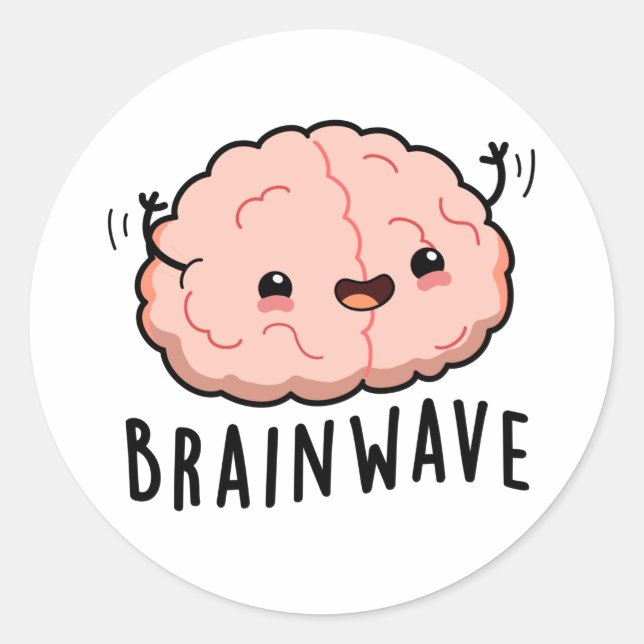 Pegatina Redonda Brain Wave Funny Anatomy Pun (Anverso)