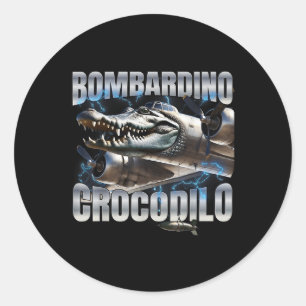 Pegatina Redonda Brainrot italiano Bombardino Crocodilo