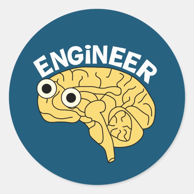 Pegatina Redonda Brainy Engineer (Anverso)