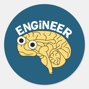 Pegatina Redonda Brainy Engineer