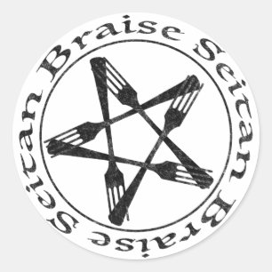 Pegatina Redonda Braise Seitan Vegan Pentagram (dark version)