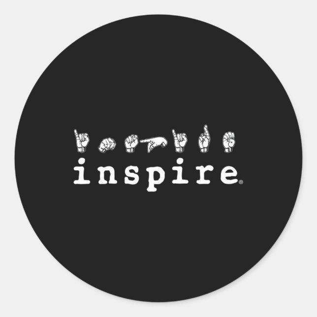 Pegatina Redonda Brand Asl American Rótulo Language Deaf Awareness (Anverso)