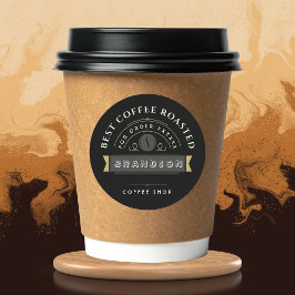 Pegatina Redonda Branding Personalizado Café Negro 