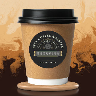 Pegatina Redonda Branding Personalizado Café Negro