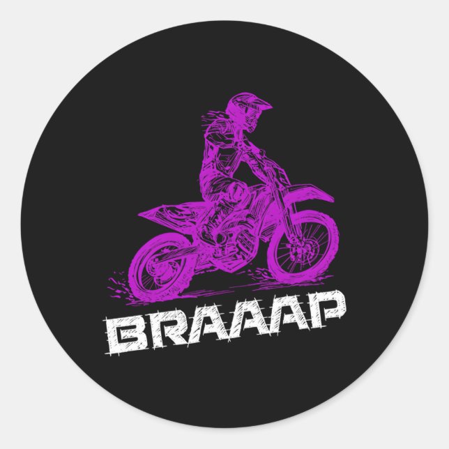 Pegatina Redonda Brap Braap Motocross Accessories Dirt Bike (Anverso)