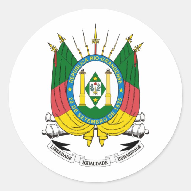 Pegatina Redonda Brasão Rio Grande do Sul (Anverso)
