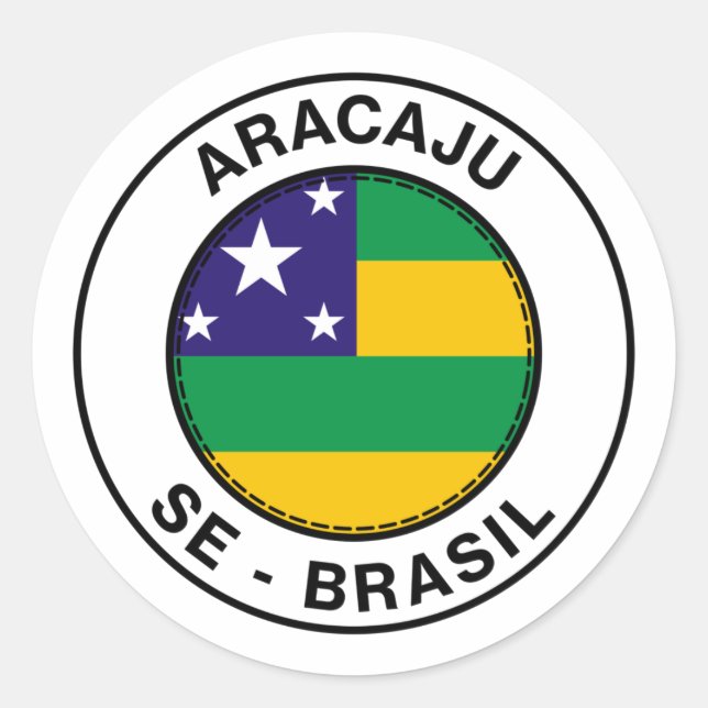 Pegatina Redonda Brasil Aracaju Sergipe SE Bandeira Stamp (Anverso)