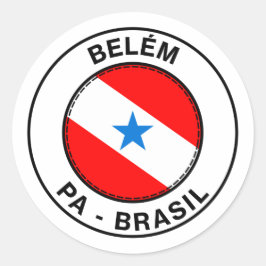 Pegatina Redonda Brasil Belem Para PA Bandeira Stamp