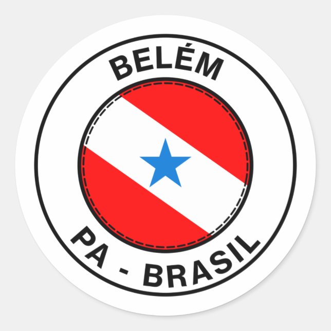 Pegatina Redonda Brasil Belem Para PA Bandeira Stamp (Anverso)