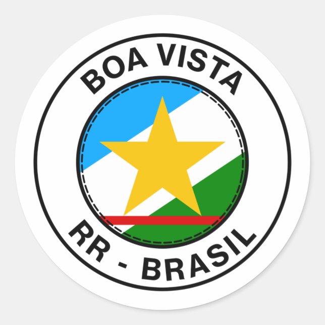 Pegatina Redonda Brasil Boa Vista Roraima Bandeira Stamp (Anverso)