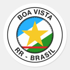 Pegatina Redonda Brasil Boa Vista Roraima Bandeira Stamp