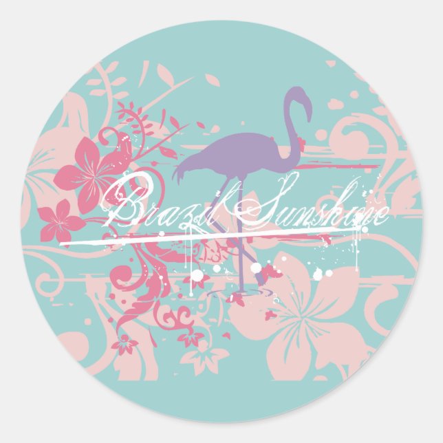 Pegatina Redonda Brasil: camisetas y regalos con sol (Anverso)