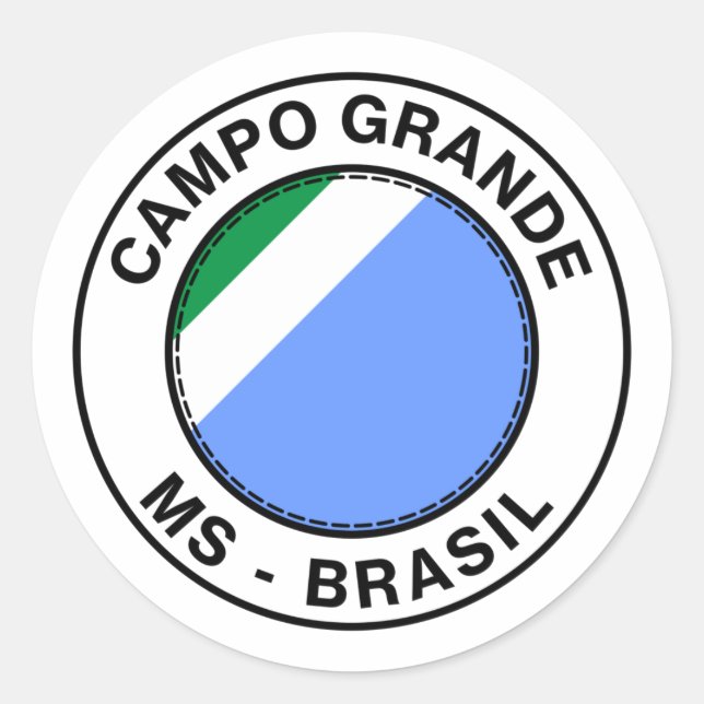 Pegatina Redonda Brasil Campo Grande Mato Grosso do Sul Bandeira (Anverso)