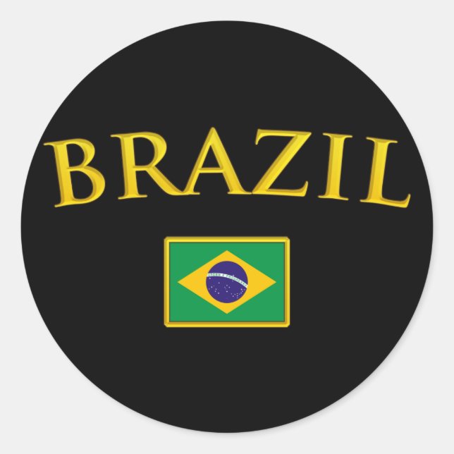 Pegatina Redonda Brasil Dorado (Anverso)