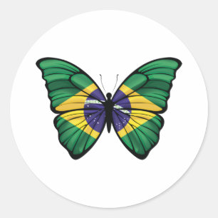 Pegatina Redonda Brasil Hypolimnas Butterfly
