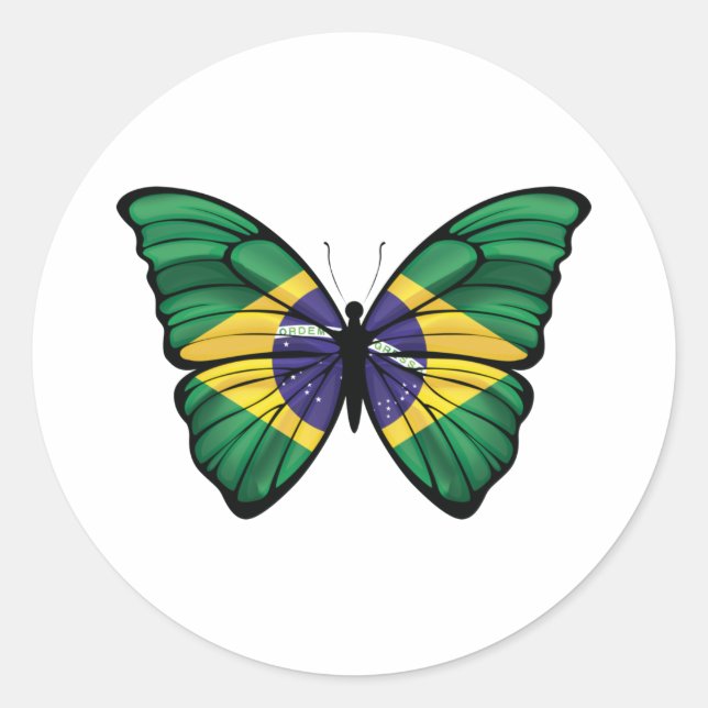 Pegatina Redonda Brasil Hypolimnas Butterfly (Anverso)