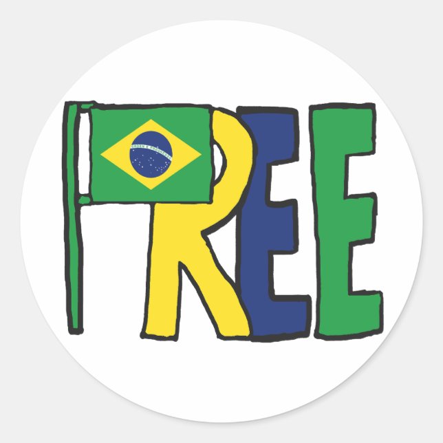 Pegatina Redonda Brasil Libre (Anverso)
