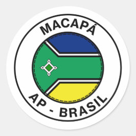 Pegatina Redonda Brasil Macapa Amapa Bandeira Stamp