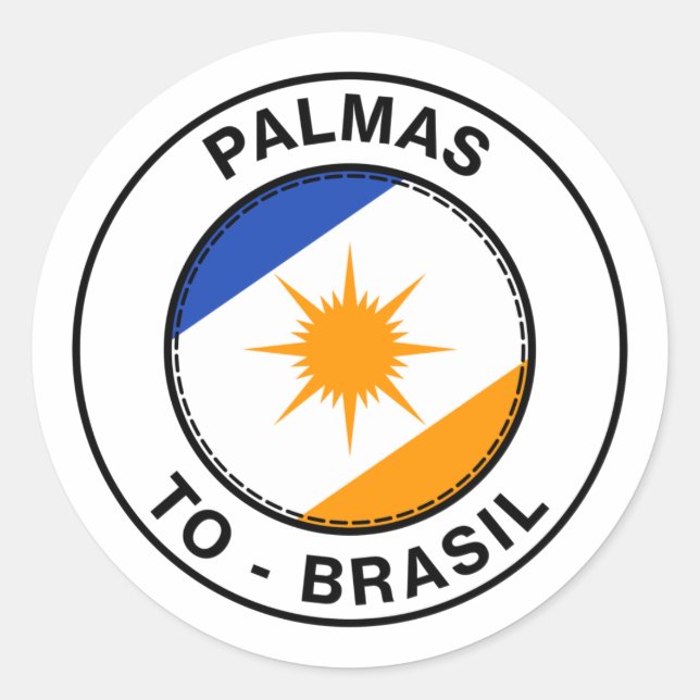 Pegatina Redonda Brasil Palmas Tocantins TO Bandeira Stamp (Anverso)