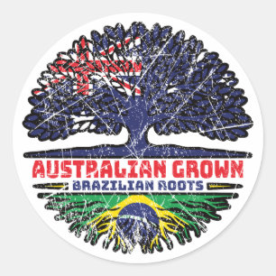 Pegatina Redonda Brasil: Raíces de árboles australianos en Australi