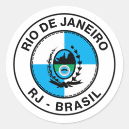 Pegatina Redonda Brasil Rio de Janeiro RJ Bandeira Stamp