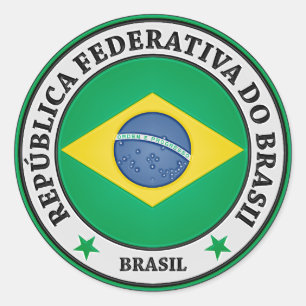Pegatina Redonda Brasil Round Emblem