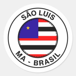 Pegatina Redonda Brasil Sao Luis Maranhao MA Bandeira Stamp