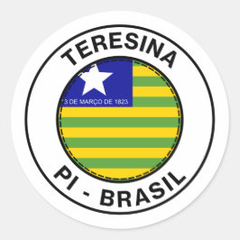 Pegatina Redonda Brasil Teresina Piaui PI Bandeira Stamp