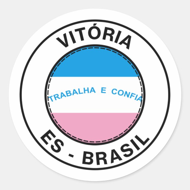 Pegatina Redonda Brasil Vitoria Espirito Santo ES Bandeira Stamp (Anverso)